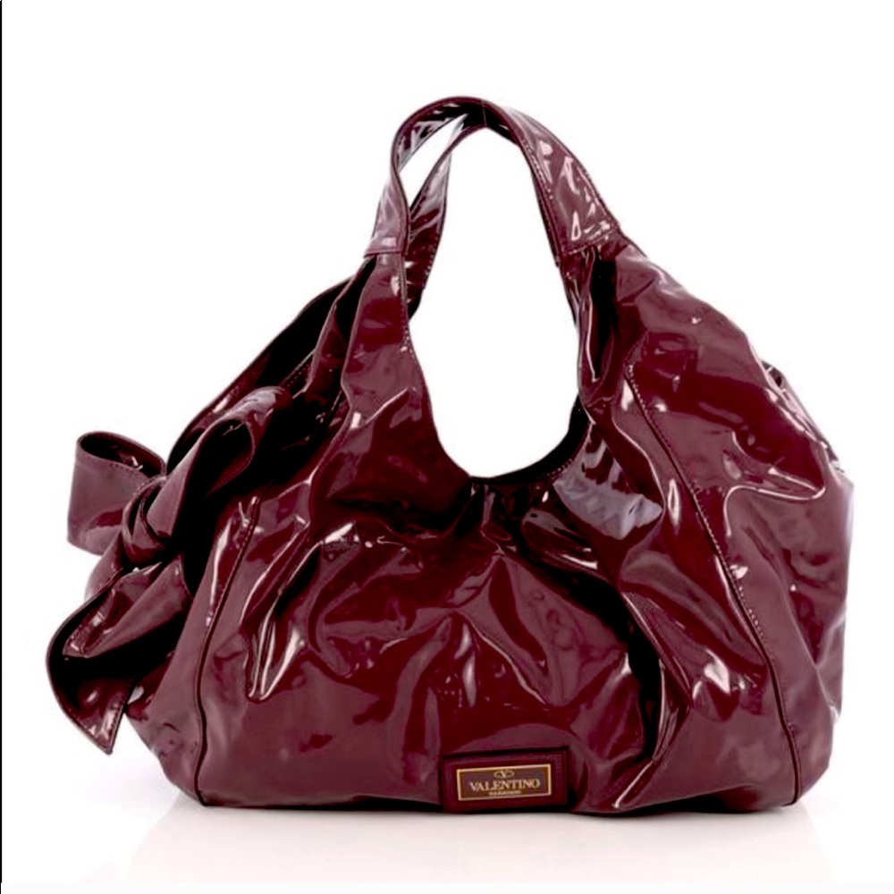 Valentino Garavani Burgundy Nuage Petal Tote